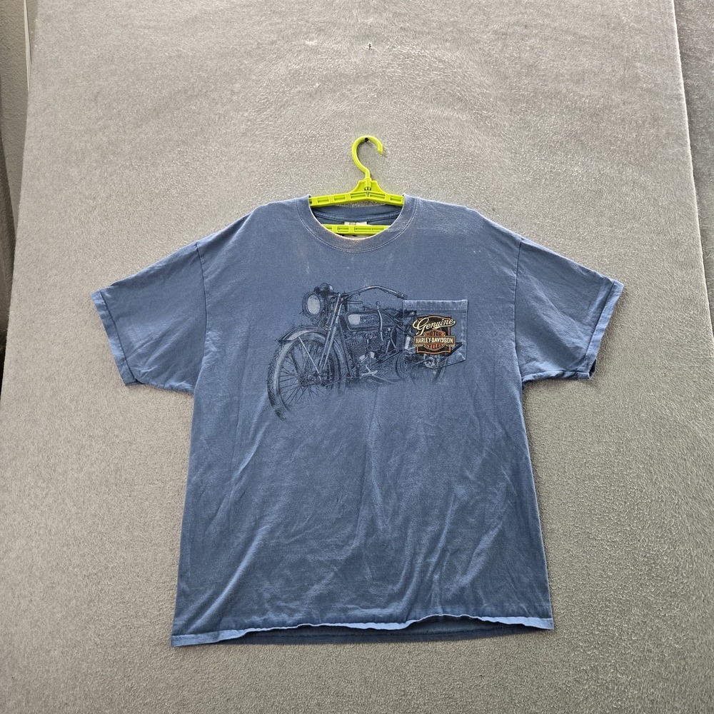 VINTAGE Harley-Davidson Men Shirt XL Blue Y2K Motorcycle Sandusky Ohio READ